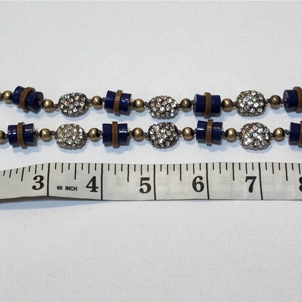 J. Crew navy‎ and bronze jeweled long necklace